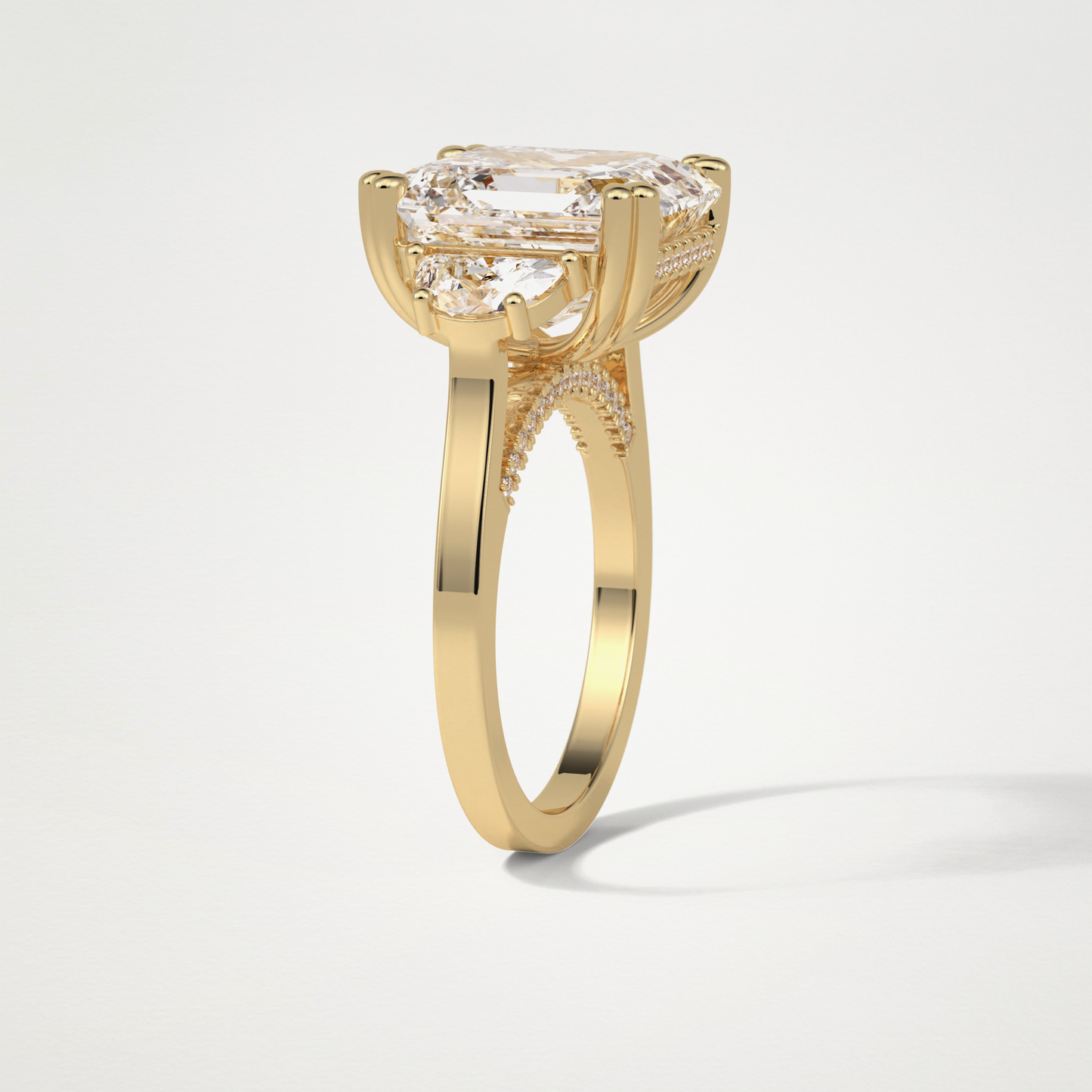 Asscher 3 Stone Moissanite Engagement Ring – 7.6 CT Lab-Created Brilliance in 10K/14K/18K Gold