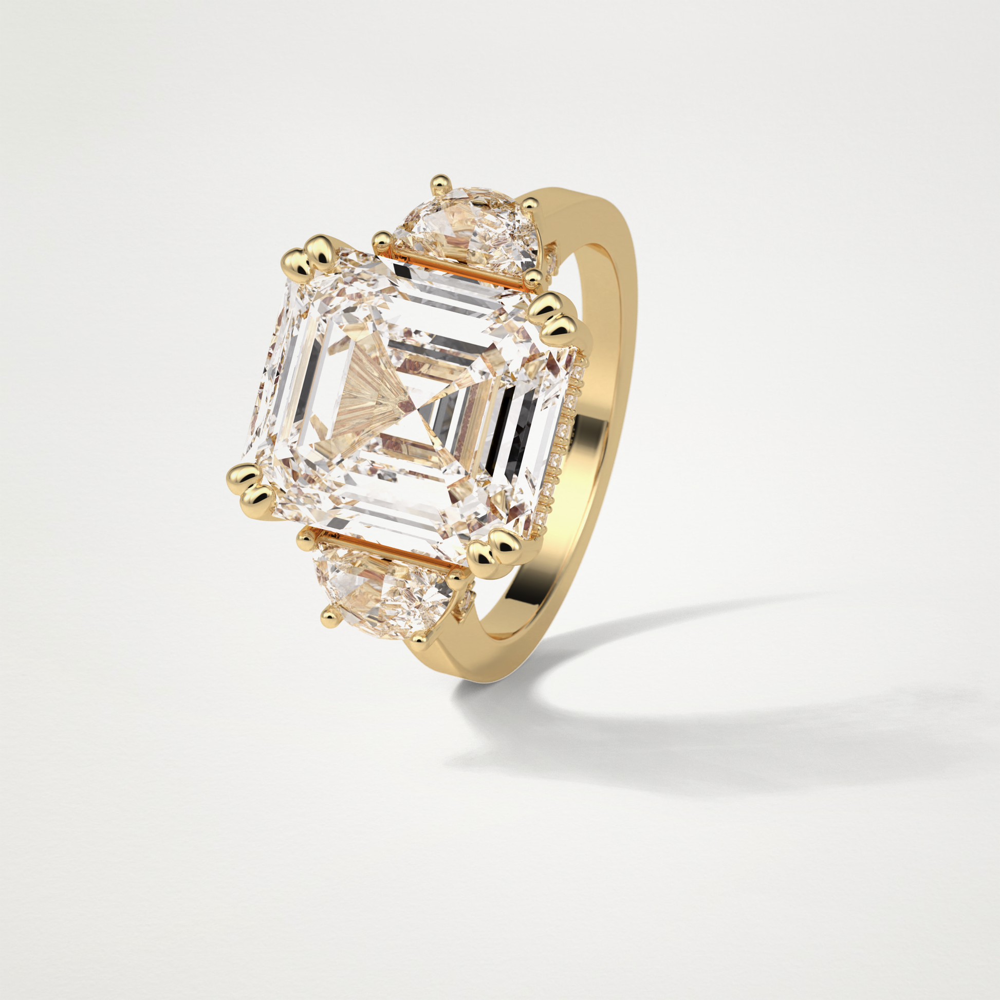 Asscher 3 Stone Moissanite Engagement Ring – 7.6 CT Lab-Created Brilliance in 10K/14K/18K Gold