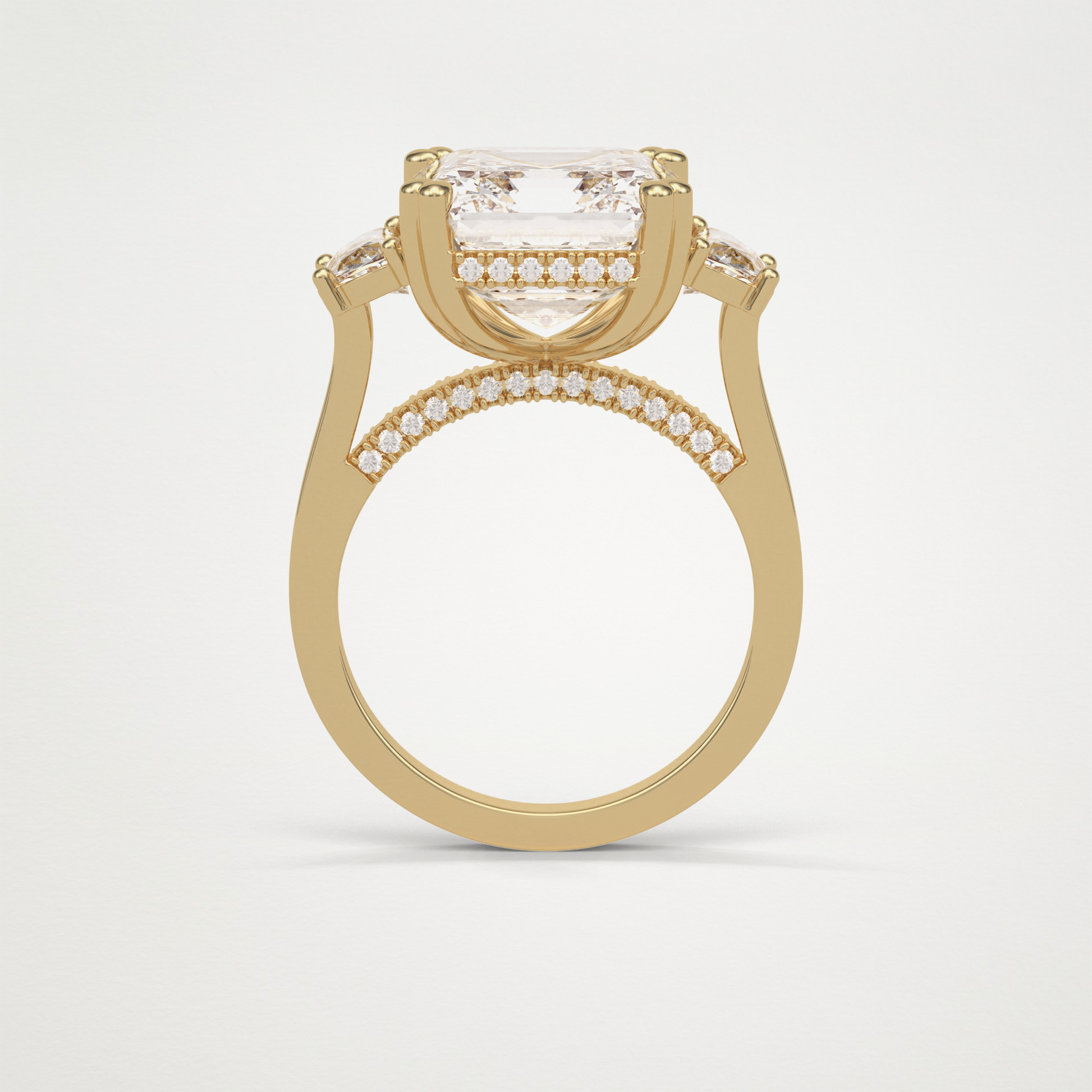 Asscher 3 Stone Moissanite Engagement Ring – 7.6 CT Lab-Created Brilliance in 10K/14K/18K Gold