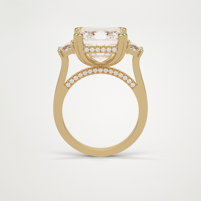 Asscher 3 Stone Moissanite Engagement Ring – 7.6 CT Lab-Created Brilliance in 10K/14K/18K Gold