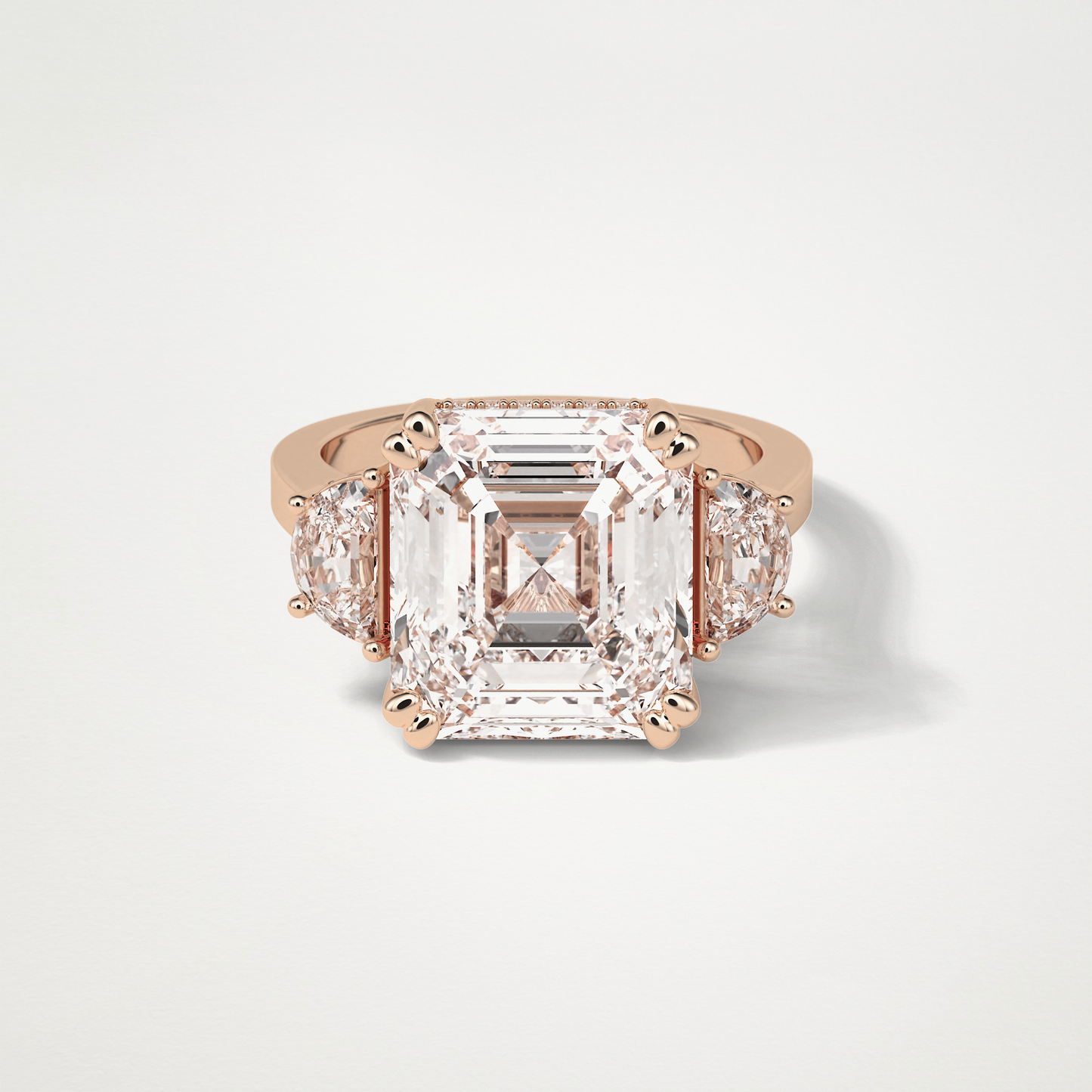 Asscher 3 Stone Moissanite Engagement Ring – 7.6 CT Lab-Created Brilliance in 10K/14K/18K Gold