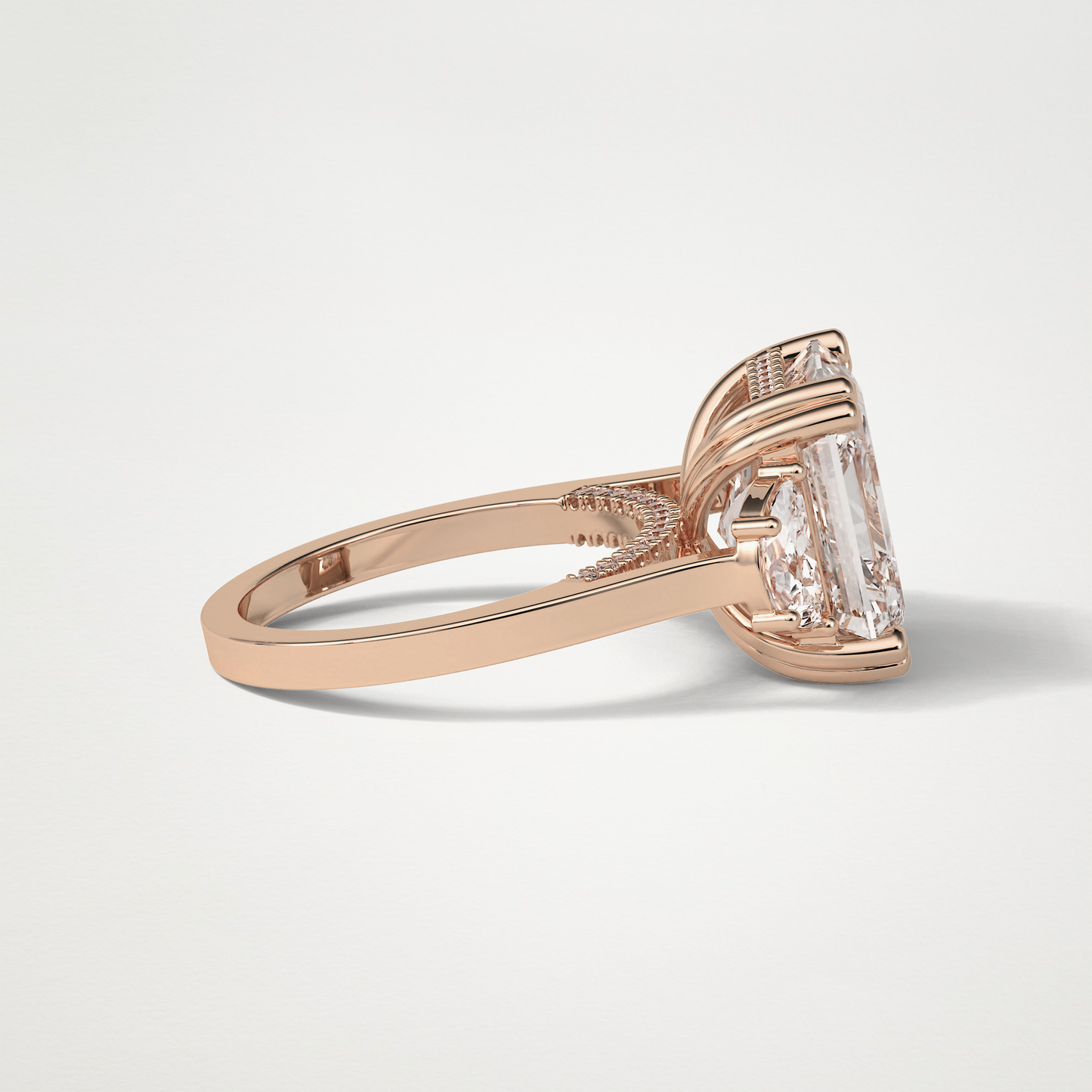 Asscher 3 Stone Moissanite Engagement Ring – 7.6 CT Lab-Created Brilliance in 10K/14K/18K Gold
