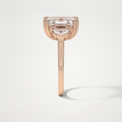 Asscher 3 Stone Moissanite Engagement Ring – 7.6 CT Lab-Created Brilliance in 10K/14K/18K Gold
