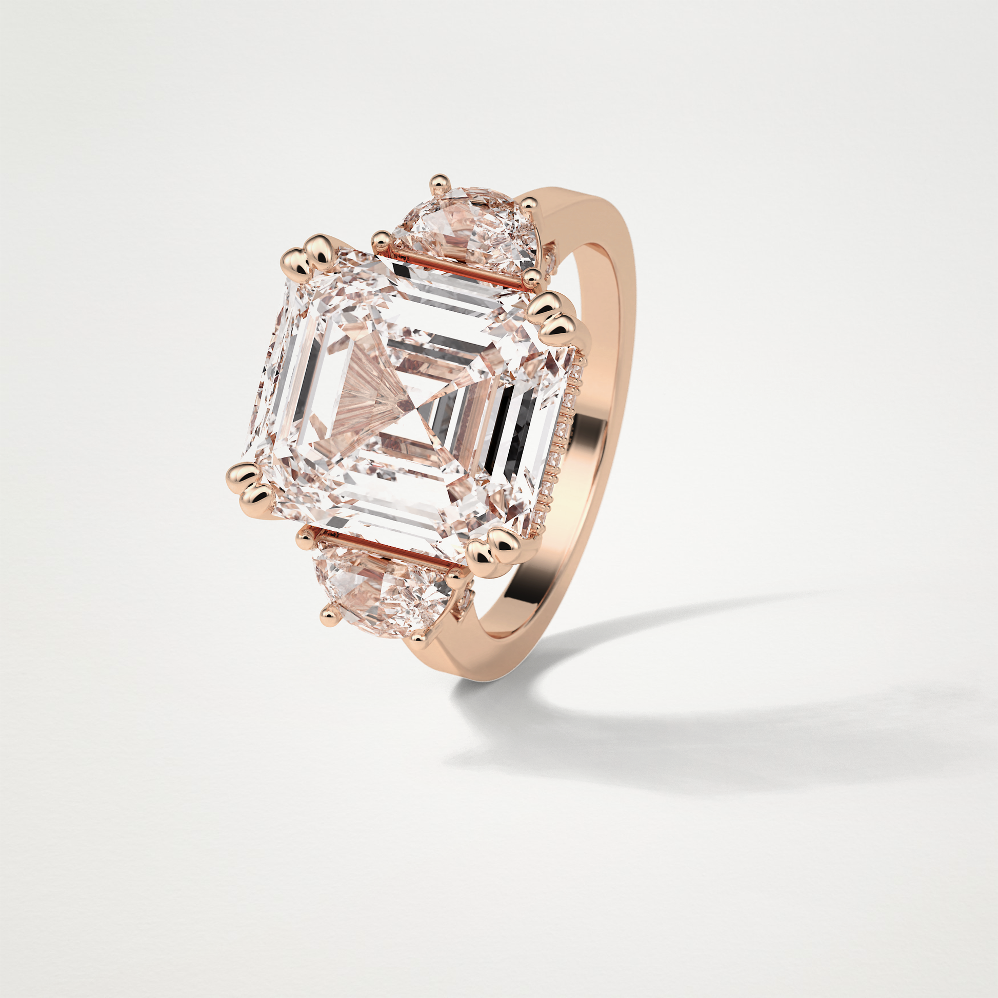 Asscher 3 Stone Moissanite Engagement Ring – 7.6 CT Lab-Created Brilliance in 10K/14K/18K Gold