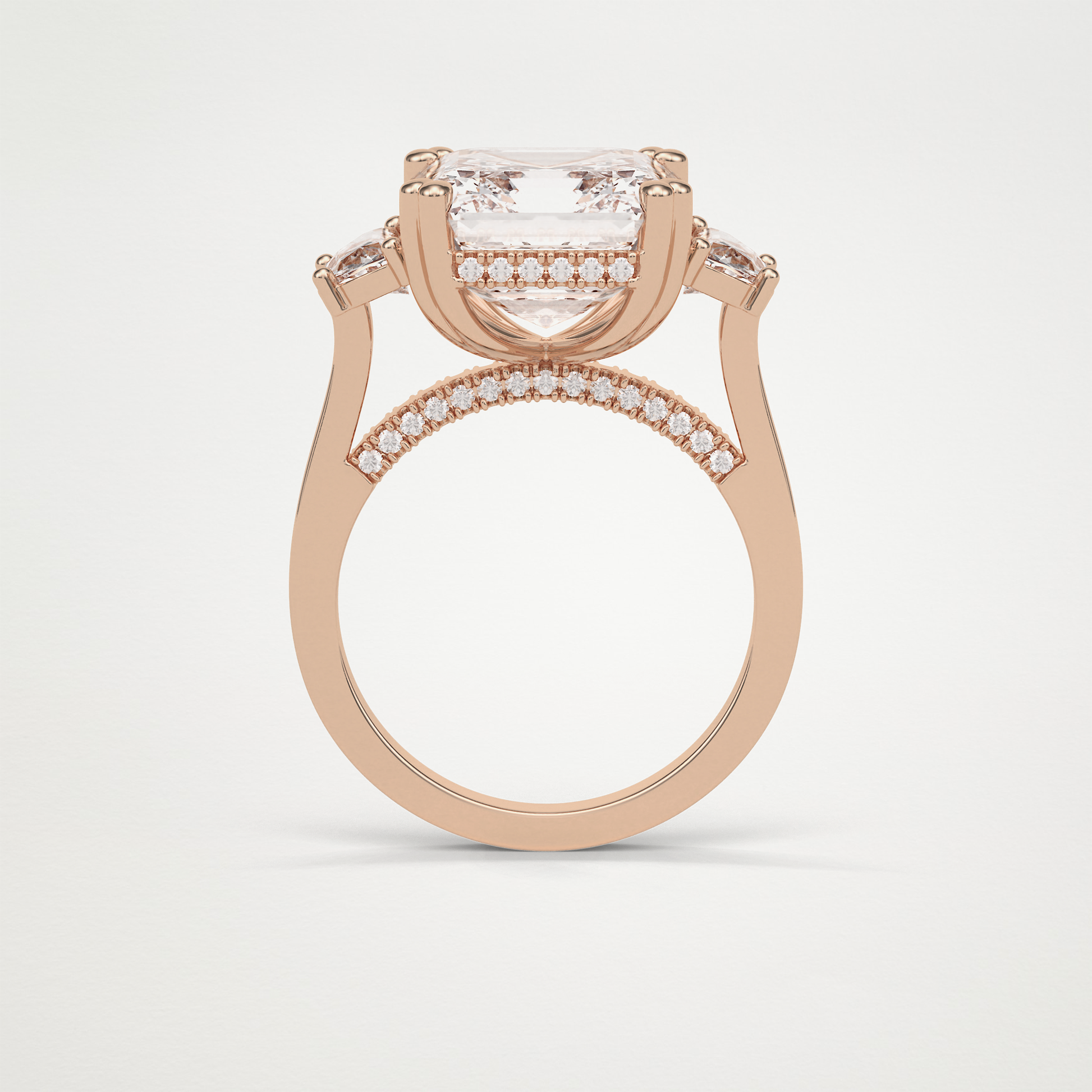 Asscher 3 Stone Moissanite Engagement Ring – 7.6 CT Lab-Created Brilliance in 10K/14K/18K Gold