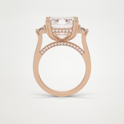 Asscher 3 Stone Moissanite Engagement Ring – 7.6 CT Lab-Created Brilliance in 10K/14K/18K Gold