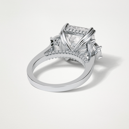 Asscher 3 Stone Moissanite Engagement Ring – 7.6 CT Lab-Created Brilliance in 10K/14K/18K Gold