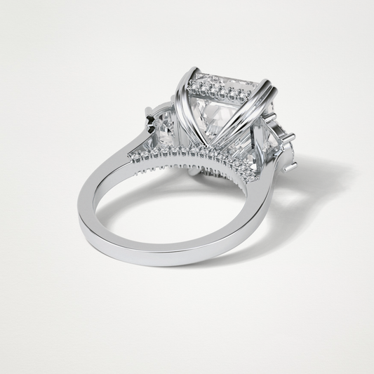 Asscher 3 Stone Moissanite Engagement Ring – 7.6 CT Lab-Created Brilliance in 10K/14K/18K Gold