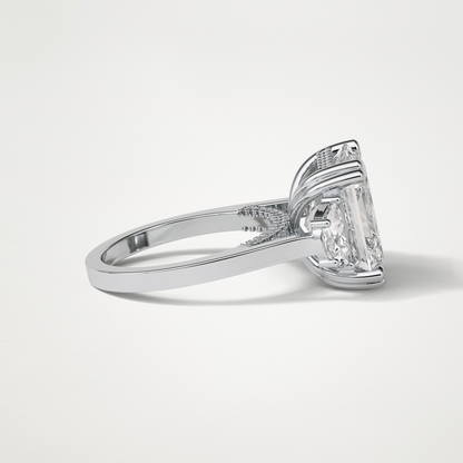 Asscher 3 Stone Moissanite Engagement Ring – 7.6 CT Lab-Created Brilliance in 10K/14K/18K Gold