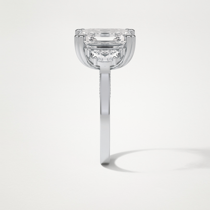 Asscher 3 Stone Moissanite Engagement Ring – 7.6 CT Lab-Created Brilliance in 10K/14K/18K Gold