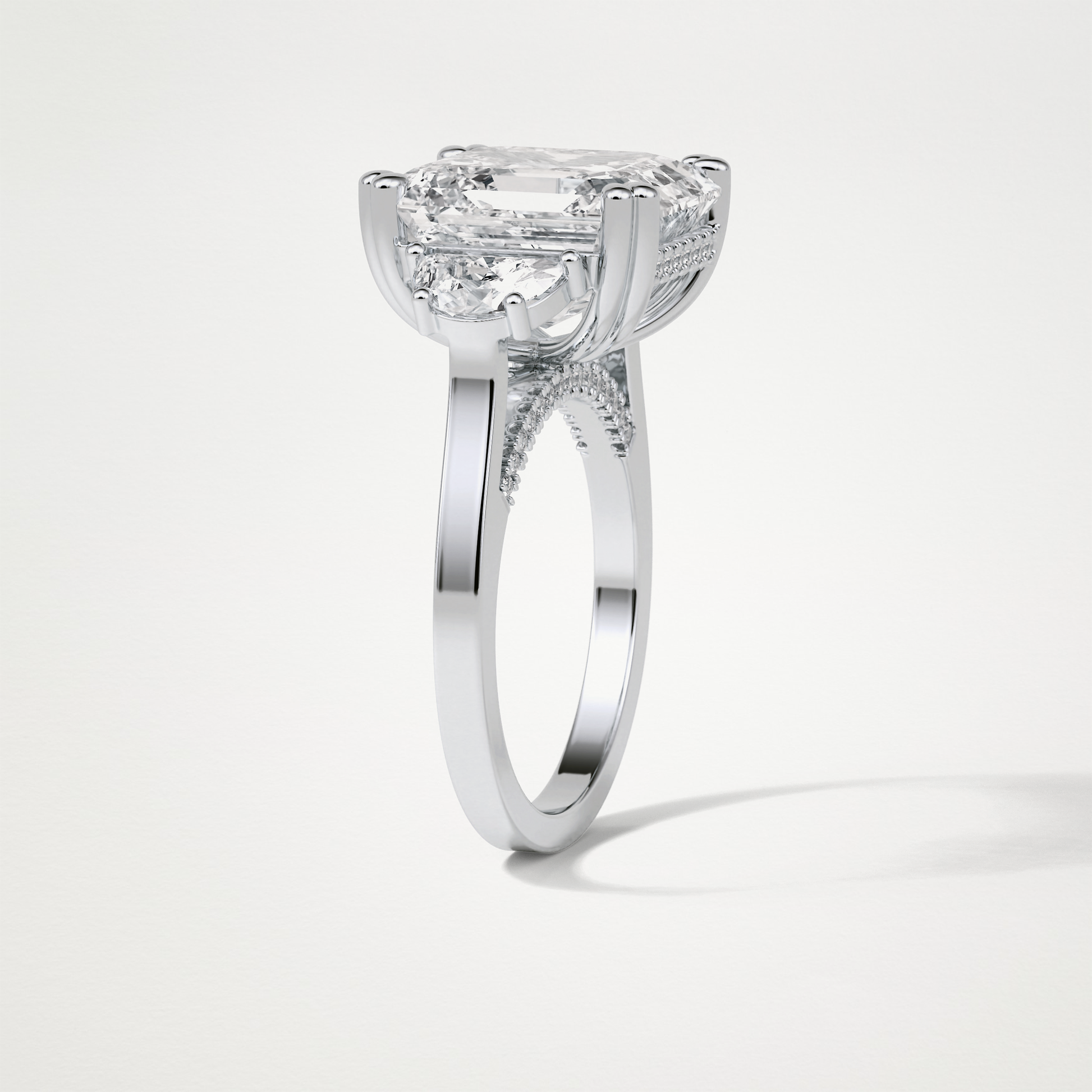 Asscher 3 Stone Moissanite Engagement Ring – 7.6 CT Lab-Created Brilliance in 10K/14K/18K Gold