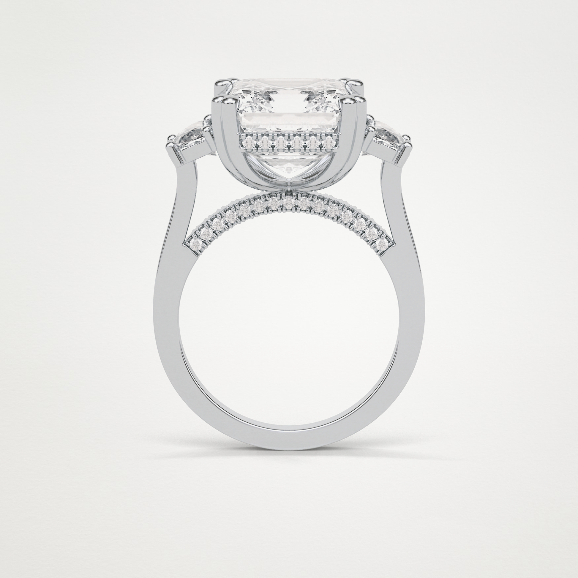 Asscher 3 Stone Moissanite Engagement Ring – 7.6 CT Lab-Created Brilliance in 10K/14K/18K Gold