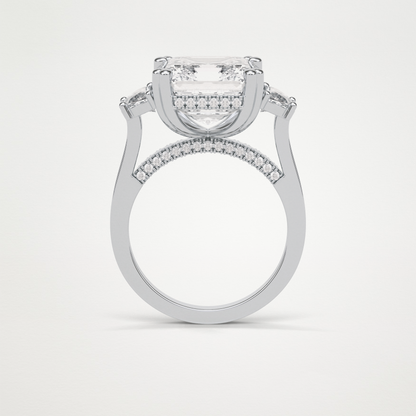 Asscher 3 Stone Moissanite Engagement Ring – 7.6 CT Lab-Created Brilliance in 10K/14K/18K Gold