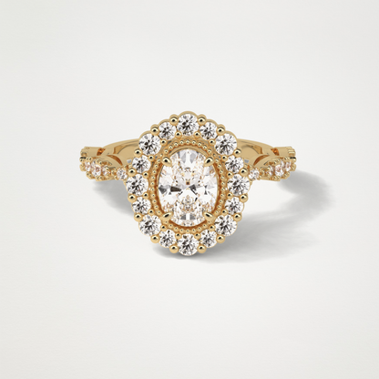 Oval Halo & Pave Moissanite Engagement Ring – 1.33 CT Lab-Created Brilliance in 10K/14K/18K Gold