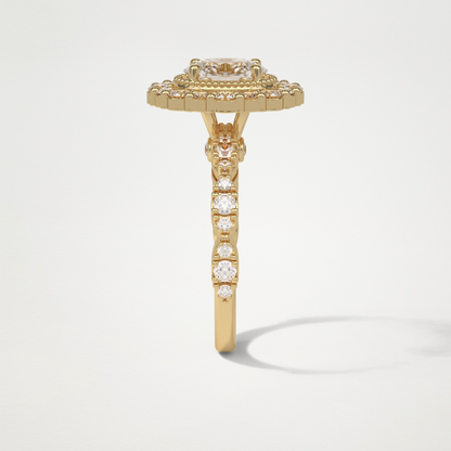 Oval Halo & Pave Moissanite Engagement Ring – 1.33 CT Lab-Created Brilliance in 10K/14K/18K Gold