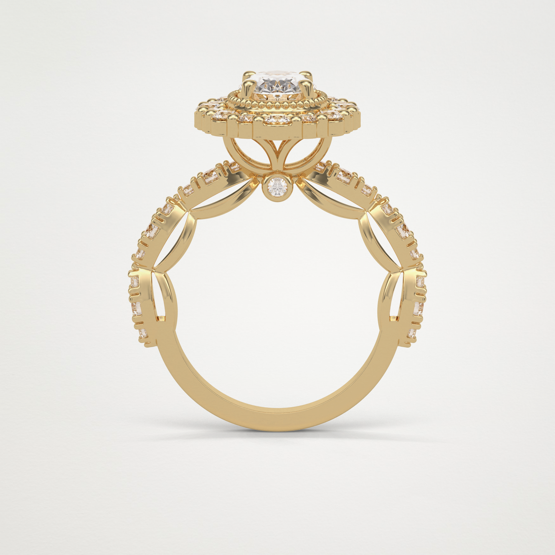 Oval Halo & Pave Moissanite Engagement Ring – 1.33 CT Lab-Created Brilliance in 10K/14K/18K Gold