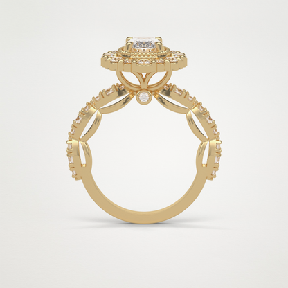 Oval Halo & Pave Moissanite Engagement Ring – 1.33 CT Lab-Created Brilliance in 10K/14K/18K Gold