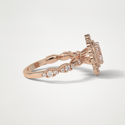 Oval Halo & Pave Moissanite Engagement Ring – 1.33 CT Lab-Created Brilliance in 10K/14K/18K Gold