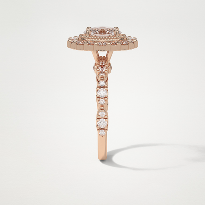 Oval Halo & Pave Moissanite Engagement Ring – 1.33 CT Lab-Created Brilliance in 10K/14K/18K Gold
