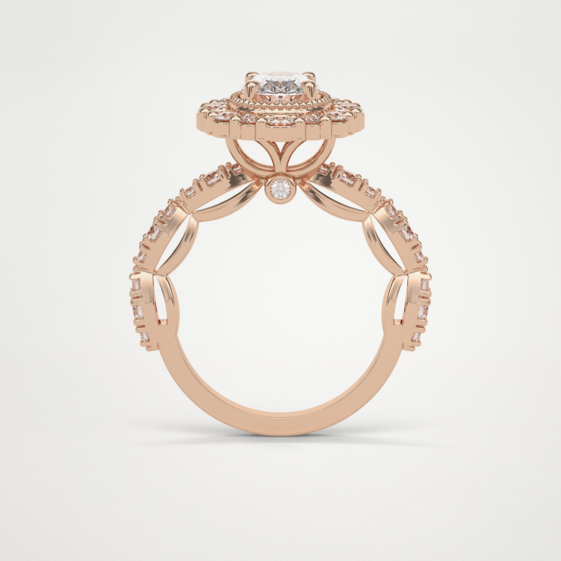 Oval Halo & Pave Moissanite Engagement Ring – 1.33 CT Lab-Created Brilliance in 10K/14K/18K Gold