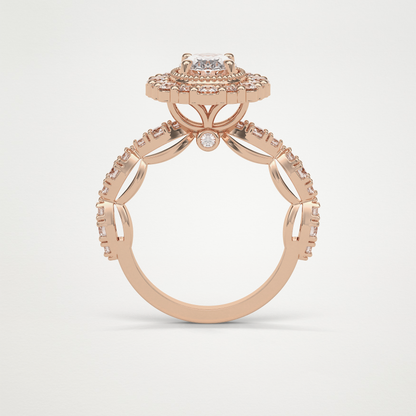 Oval Halo & Pave Moissanite Engagement Ring – 1.33 CT Lab-Created Brilliance in 10K/14K/18K Gold