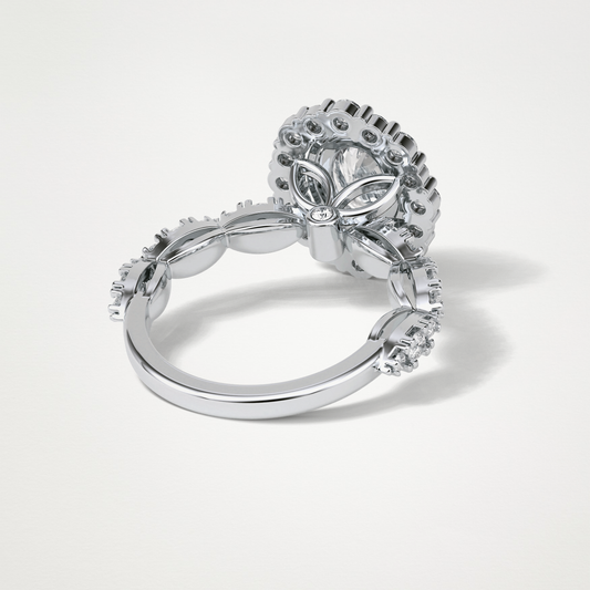Oval Halo & Pave Moissanite Engagement Ring – 1.33 CT Lab-Created Brilliance in 10K/14K/18K Gold
