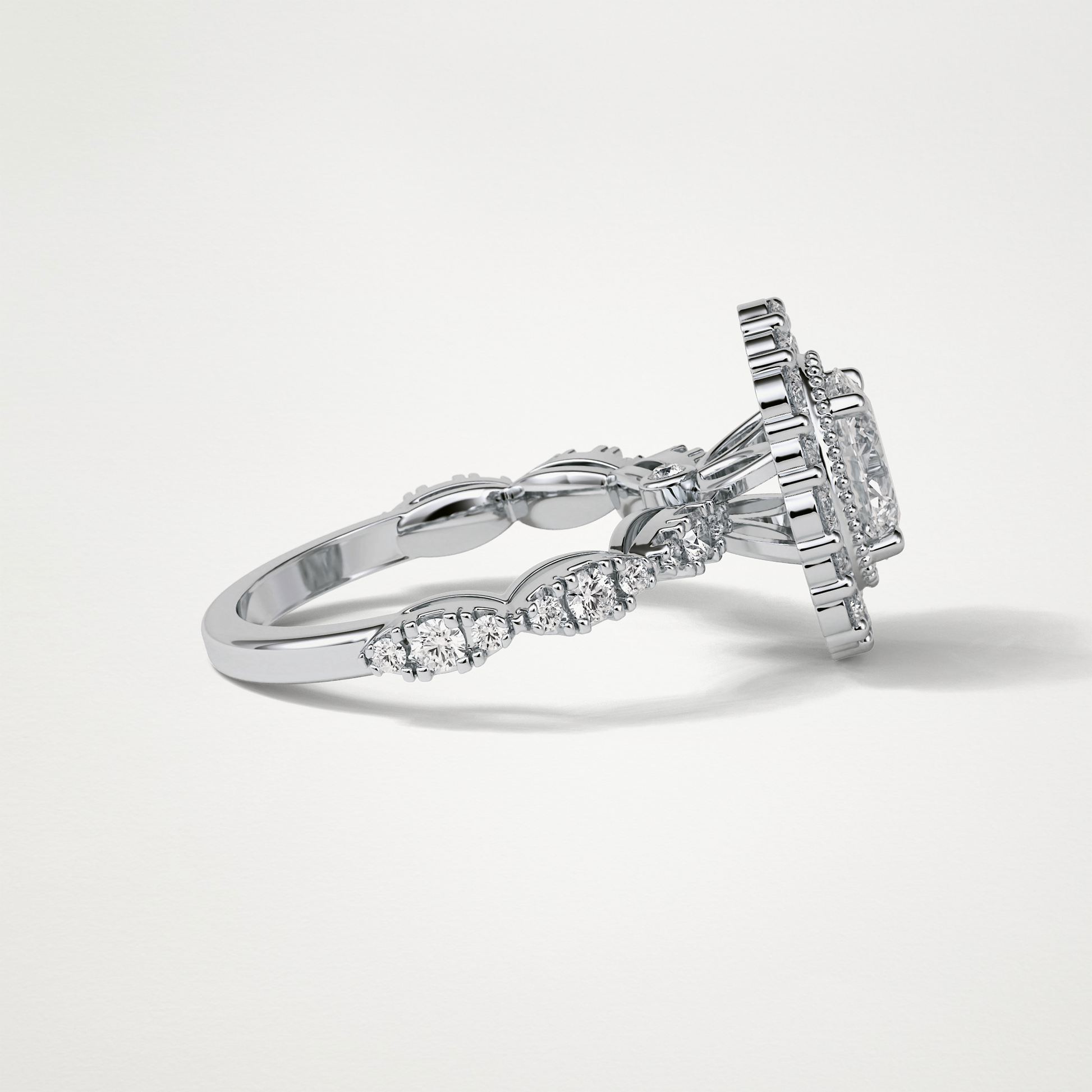 Oval Halo & Pave Moissanite Engagement Ring – 1.33 CT Lab-Created Brilliance in 10K/14K/18K Gold