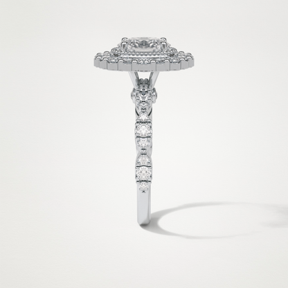 Oval Halo & Pave Moissanite Engagement Ring – 1.33 CT Lab-Created Brilliance in 10K/14K/18K Gold