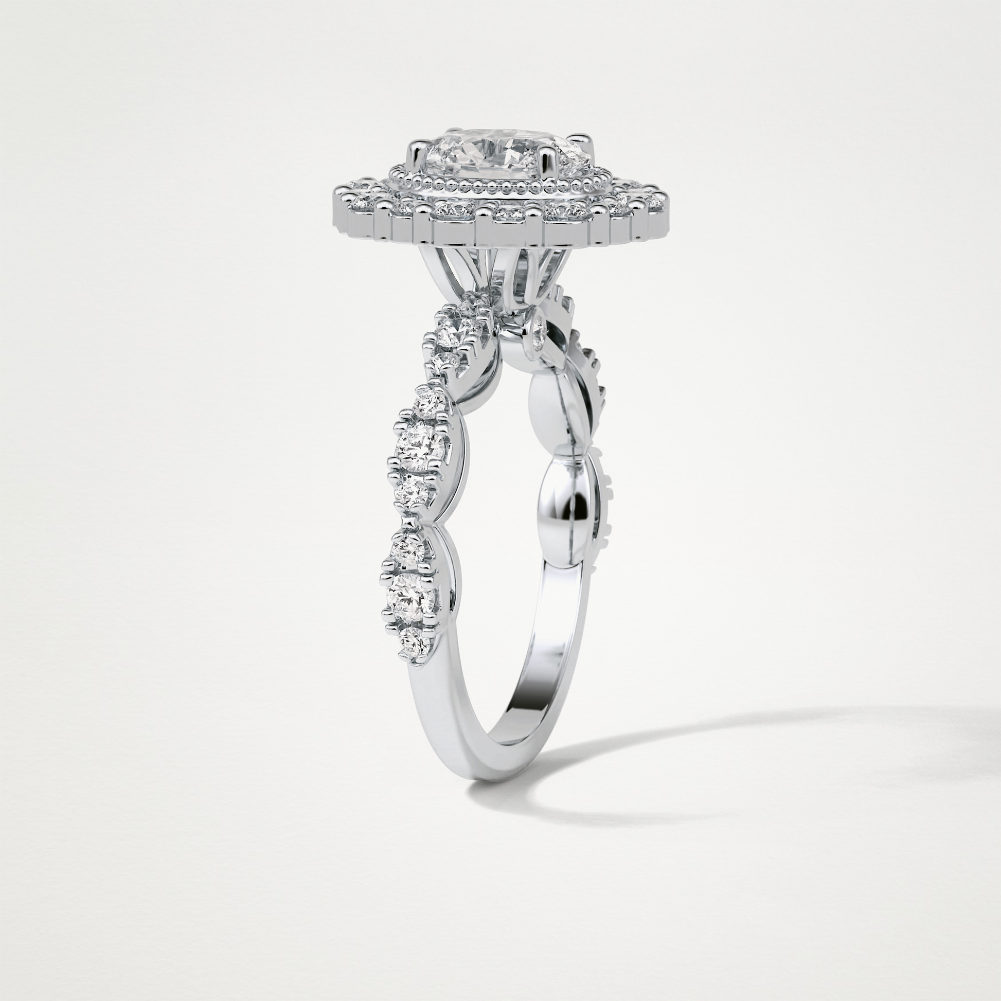 Oval Halo & Pave Moissanite Engagement Ring – 1.33 CT Lab-Created Brilliance in 10K/14K/18K Gold