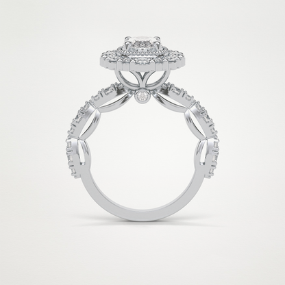 Oval Halo & Pave Moissanite Engagement Ring – 1.33 CT Lab-Created Brilliance in 10K/14K/18K Gold