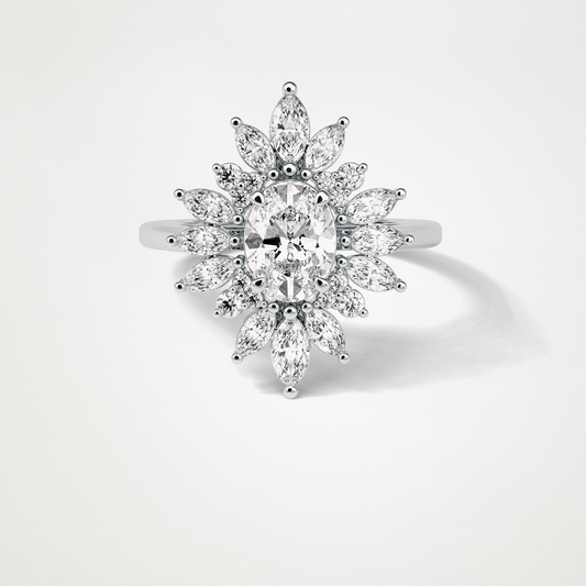 Oval Cluster Moissanite Engagement Ring – 1.33 CT Lab-Created Brilliance in 10K/14K/18K Gold