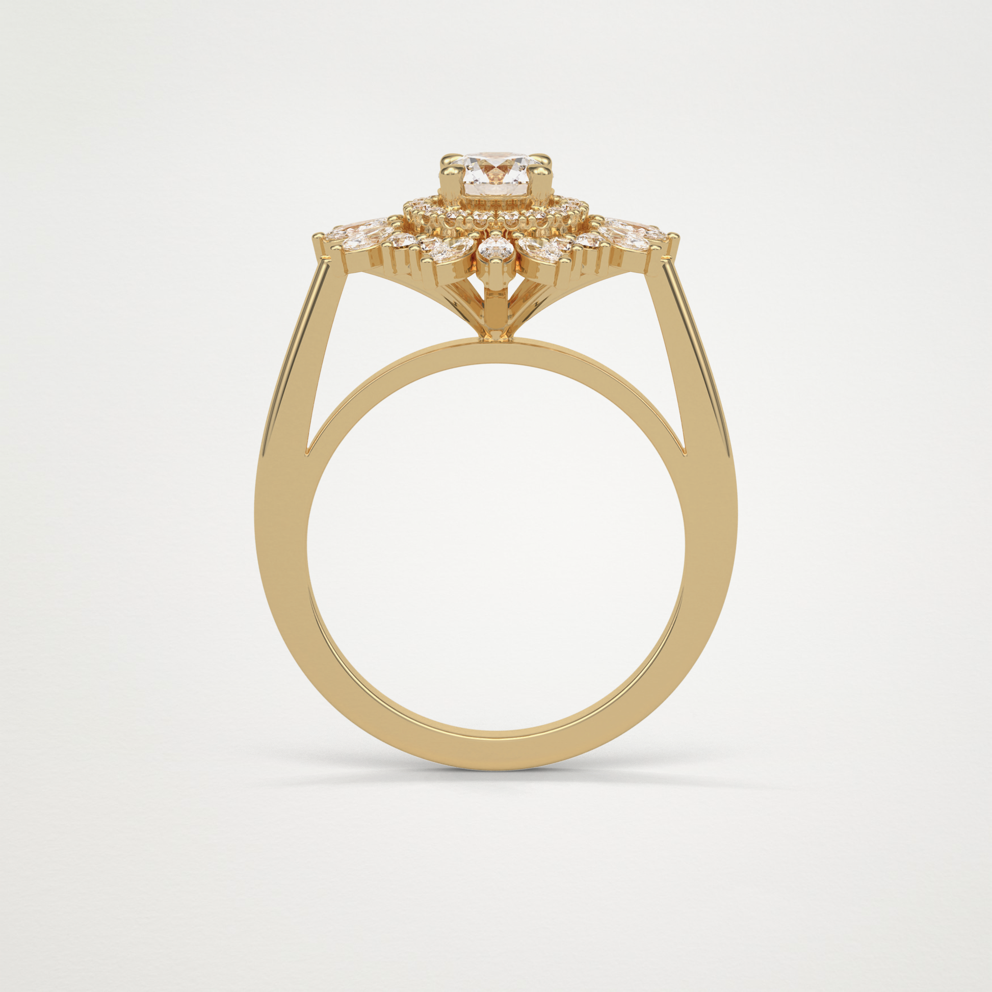 Round Halo & Cluster Moissanite Engagement Ring – 0.5 CT Lab-Created Brilliance in 10K/14K/18K Gold