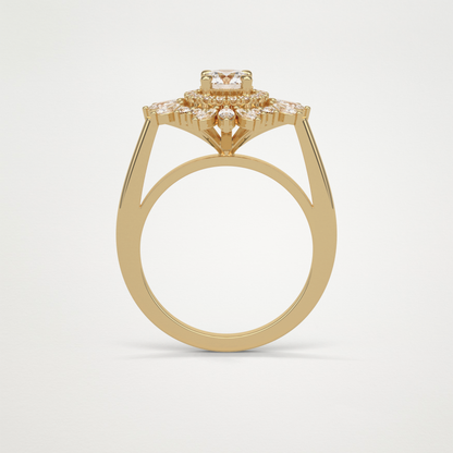 Round Halo & Cluster Moissanite Engagement Ring – 0.5 CT Lab-Created Brilliance in 10K/14K/18K Gold