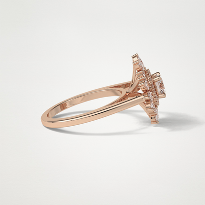 Round Halo & Cluster Moissanite Engagement Ring – 0.5 CT Lab-Created Brilliance in 10K/14K/18K Gold