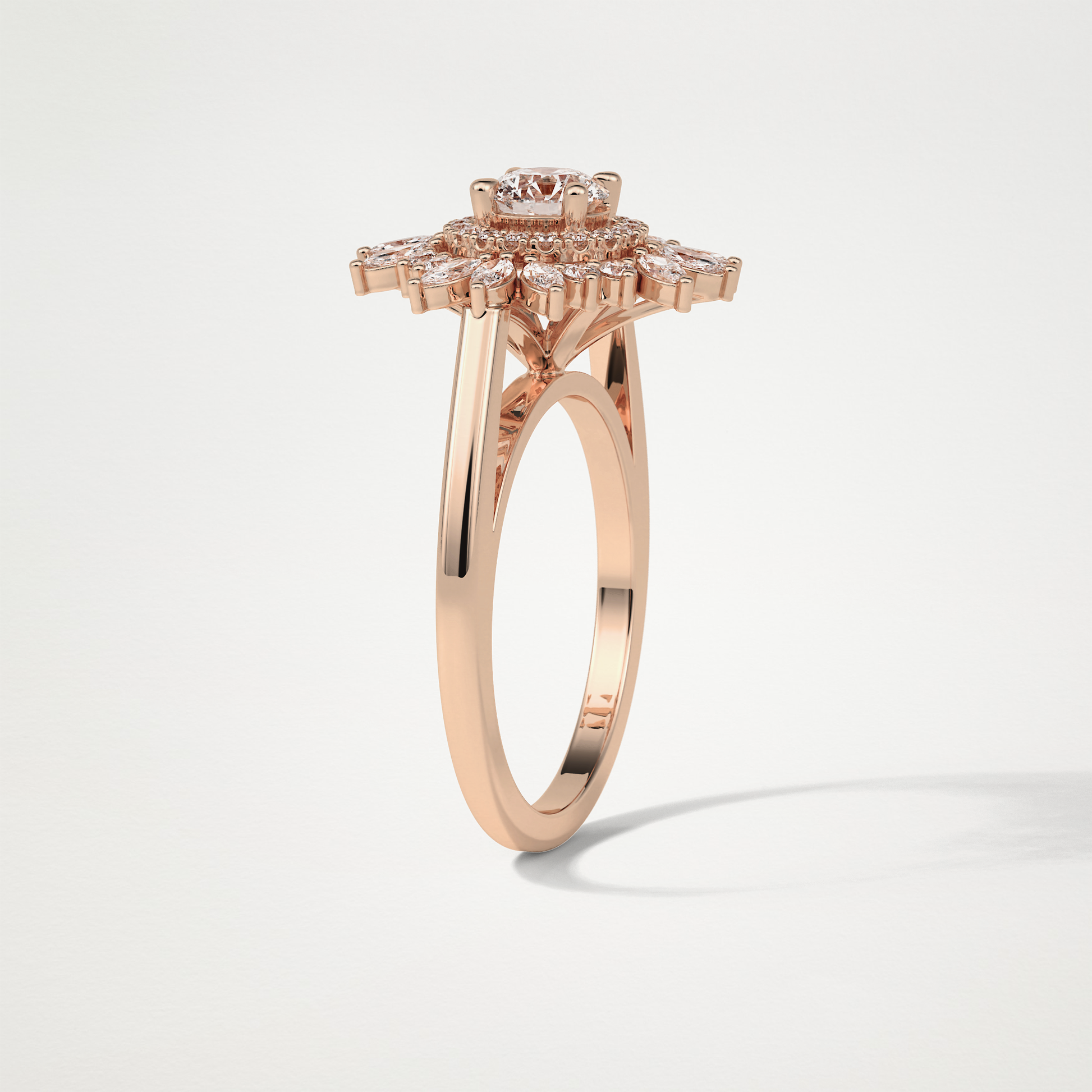 Round Halo & Cluster Moissanite Engagement Ring – 0.5 CT Lab-Created Brilliance in 10K/14K/18K Gold