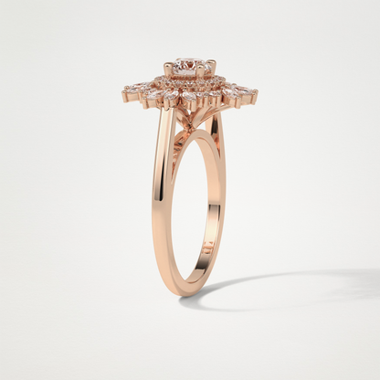 Round Halo & Cluster Moissanite Engagement Ring – 0.5 CT Lab-Created Brilliance in 10K/14K/18K Gold