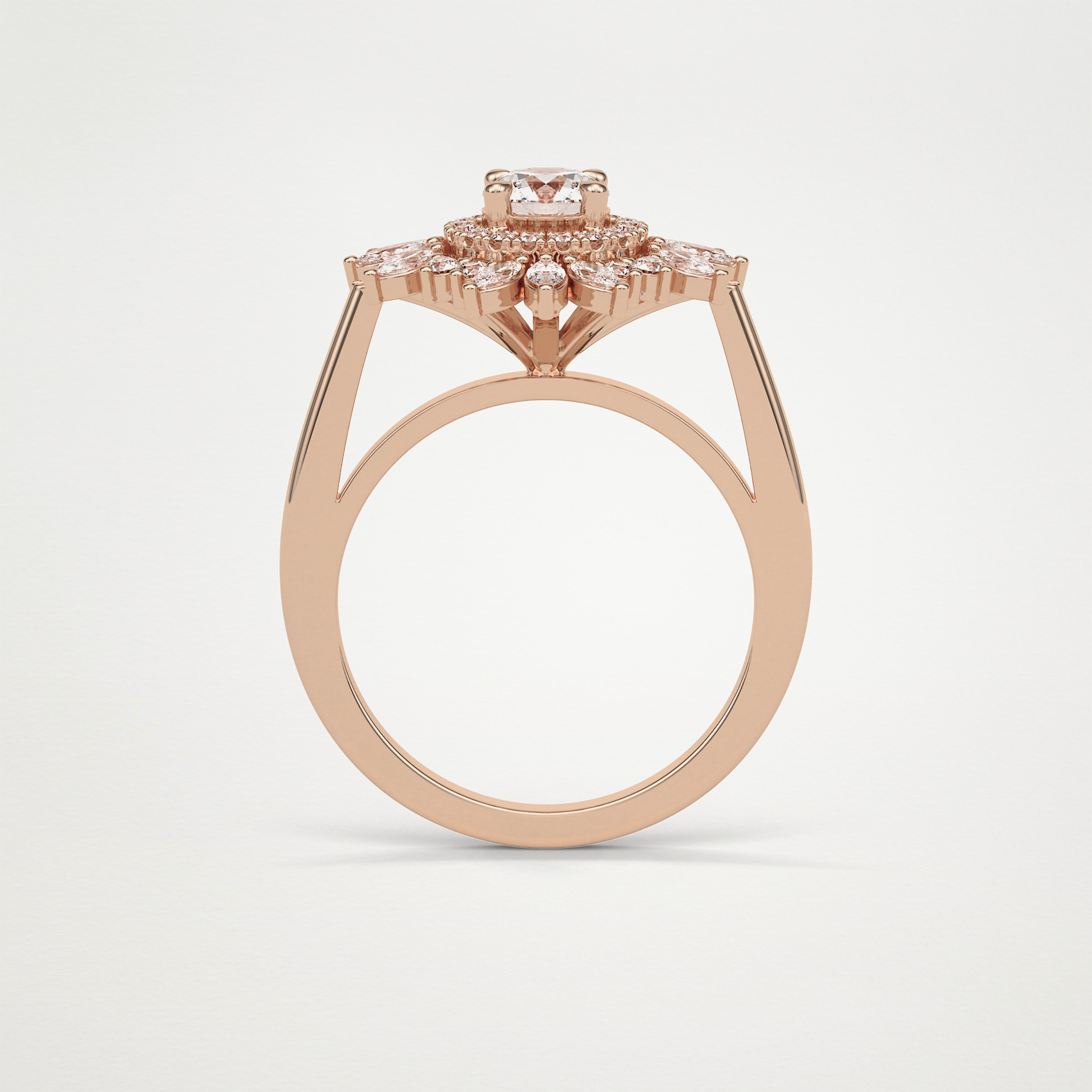 Round Halo & Cluster Moissanite Engagement Ring – 0.5 CT Lab-Created Brilliance in 10K/14K/18K Gold