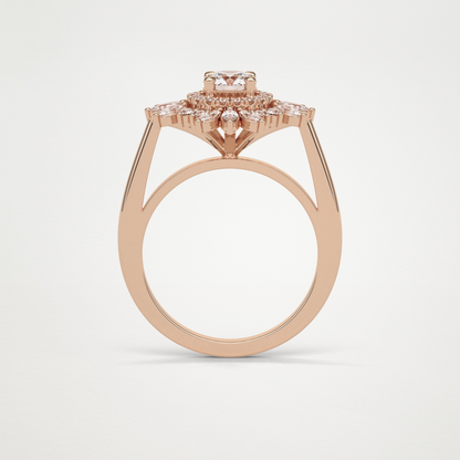 Round Halo & Cluster Moissanite Engagement Ring – 0.5 CT Lab-Created Brilliance in 10K/14K/18K Gold