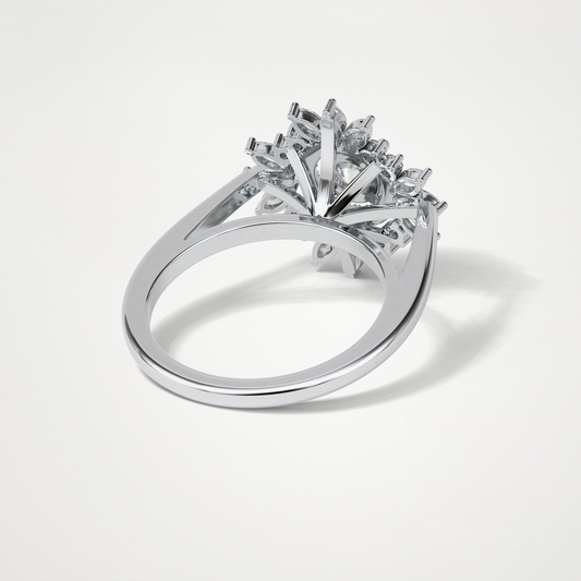 Round Halo & Cluster Moissanite Engagement Ring – 0.5 CT Lab-Created Brilliance in 10K/14K/18K Gold