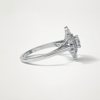 Round Halo & Cluster Moissanite Engagement Ring – 0.5 CT Lab-Created Brilliance in 10K/14K/18K Gold