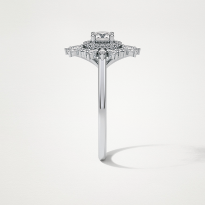 Round Halo & Cluster Moissanite Engagement Ring – 0.5 CT Lab-Created Brilliance in 10K/14K/18K Gold