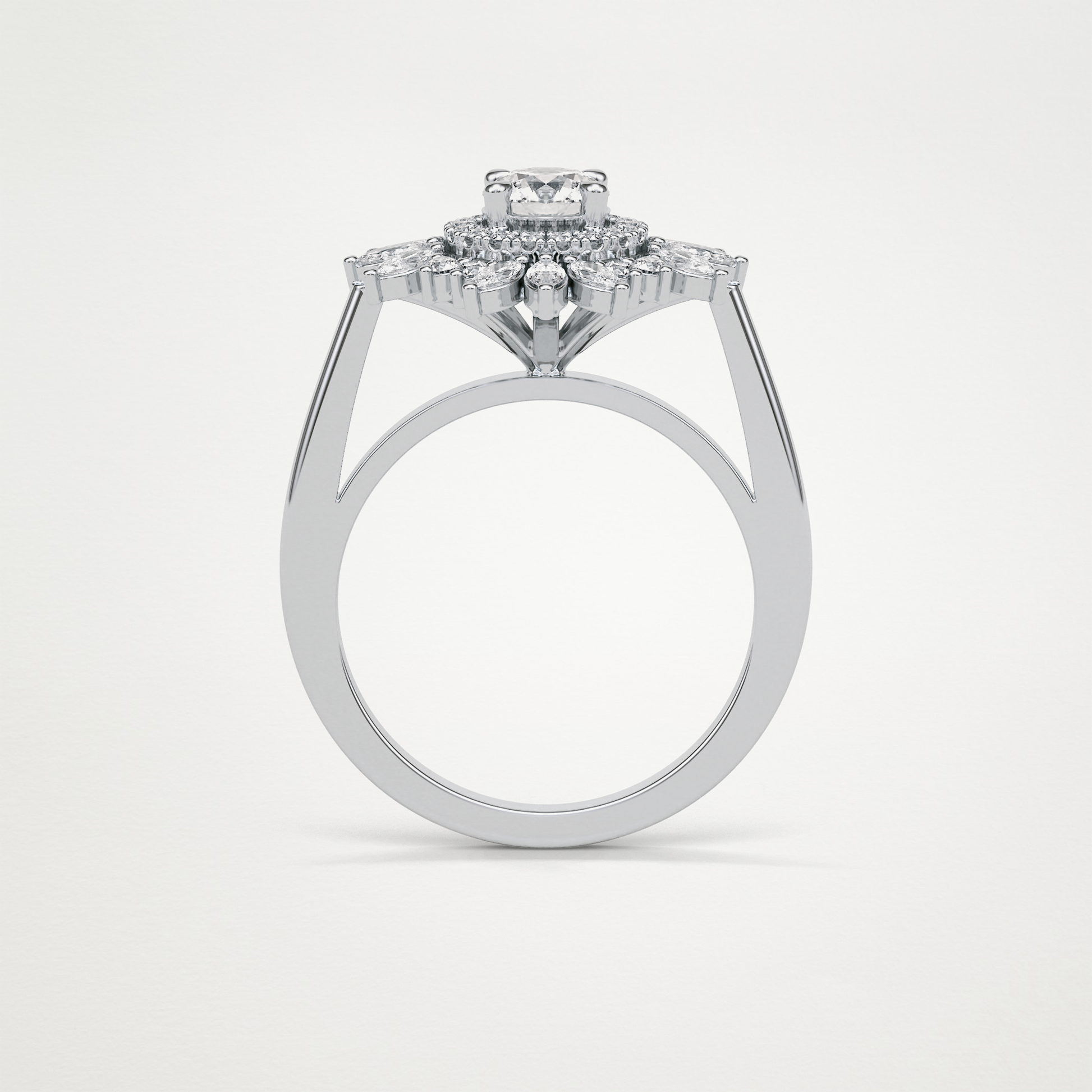 Round Halo & Cluster Moissanite Engagement Ring – 0.5 CT Lab-Created Brilliance in 10K/14K/18K Gold