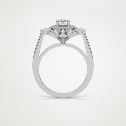 Round Halo & Cluster Moissanite Engagement Ring – 0.5 CT Lab-Created Brilliance in 10K/14K/18K Gold