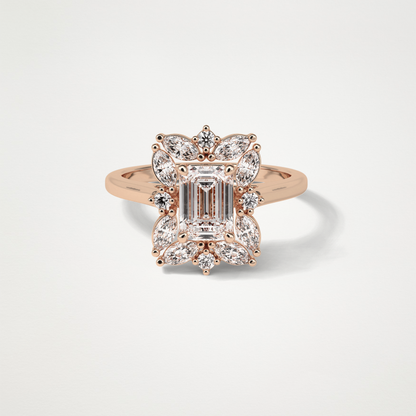Emerald Cluster Moissanite Engagement Ring – 0.92 CT Lab-Created Brilliance in 10K/14K/18K Gold