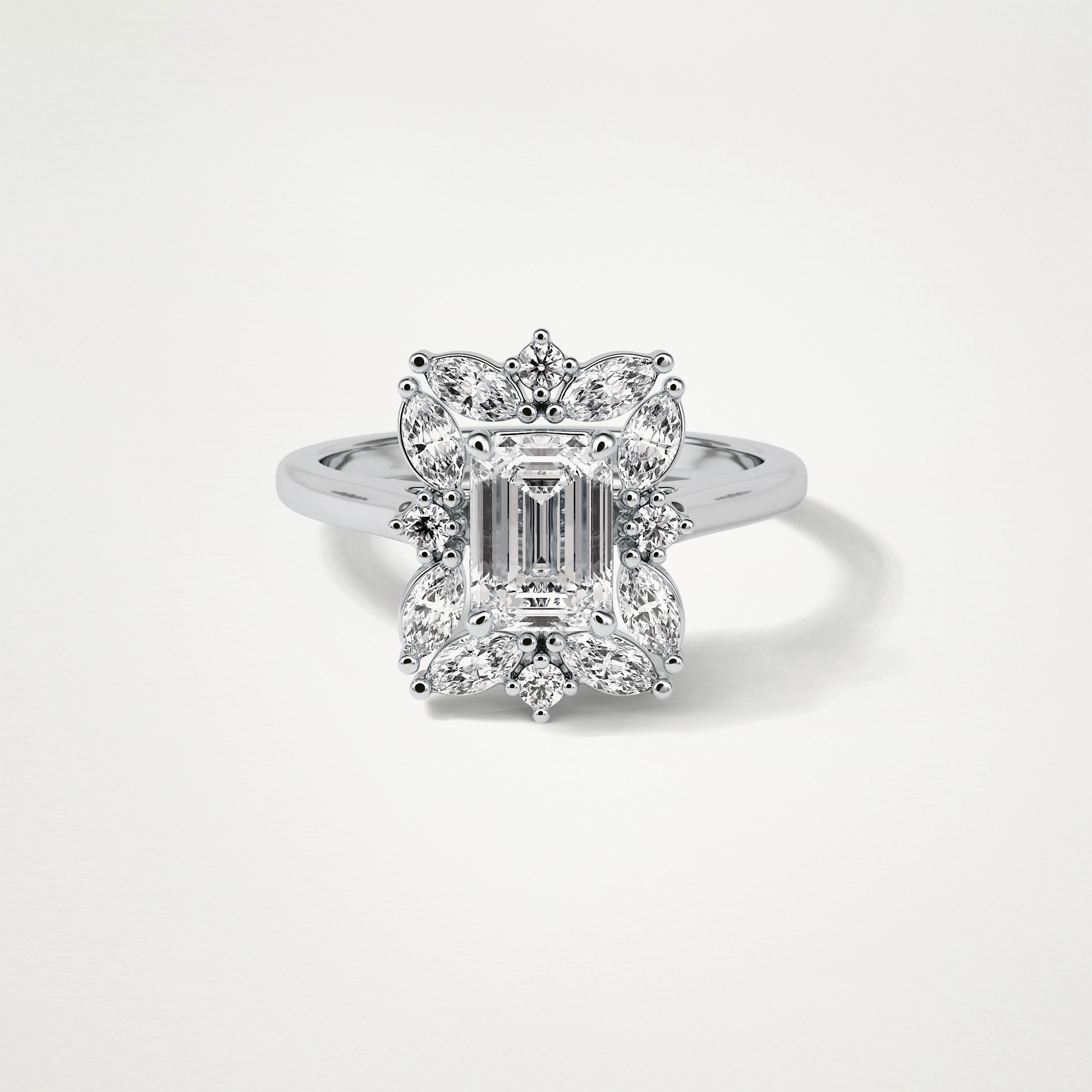 Emerald Cluster Moissanite Engagement Ring – 0.92 CT Lab-Created Brilliance in 10K/14K/18K Gold