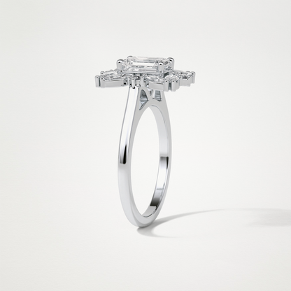 Emerald Cluster Moissanite Engagement Ring – 0.92 CT Lab-Created Brilliance in 10K/14K/18K Gold