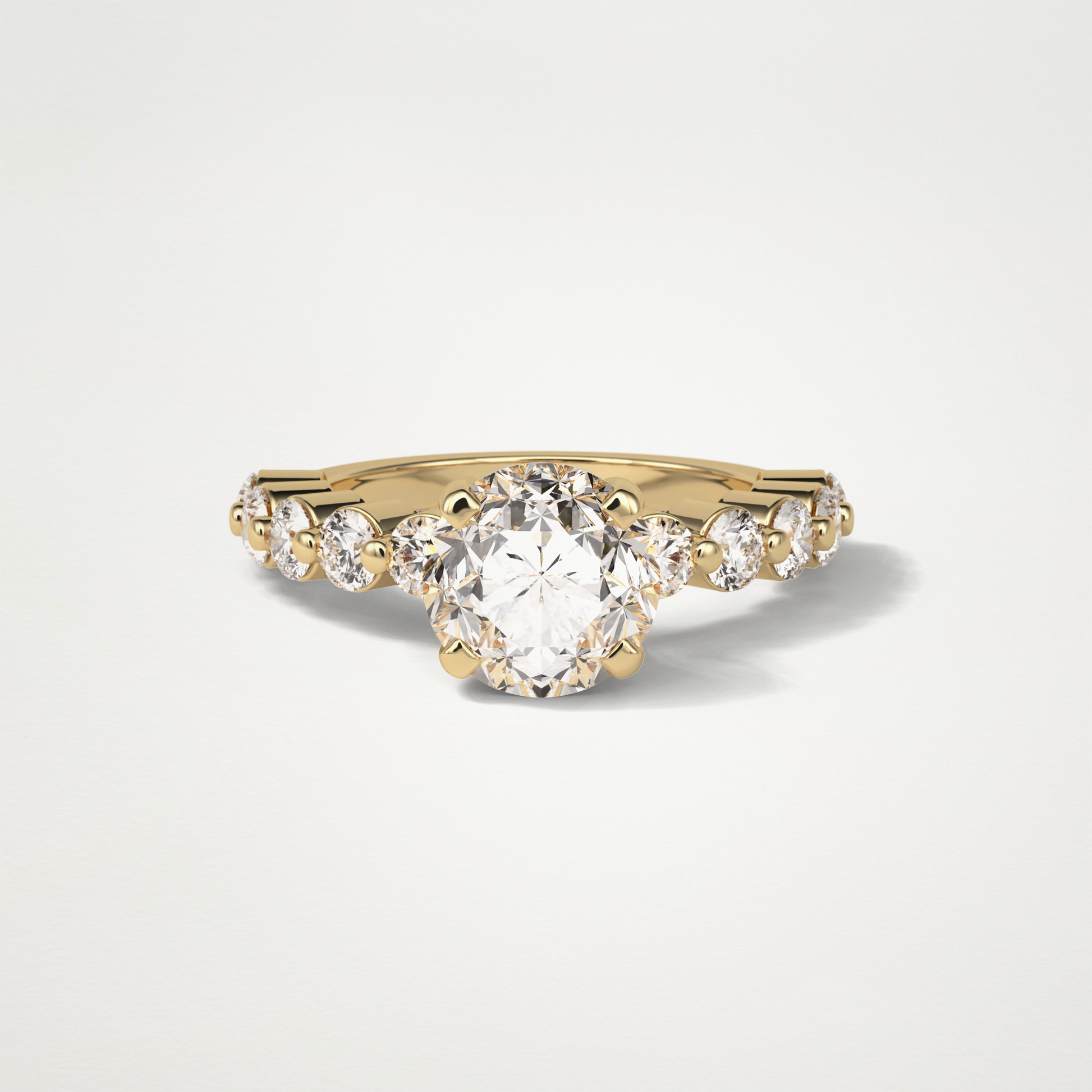 Round Pave Moissanite Engagement Ring – 2.2 CT Lab-Created Brilliance in 10K/14K/18K Gold
