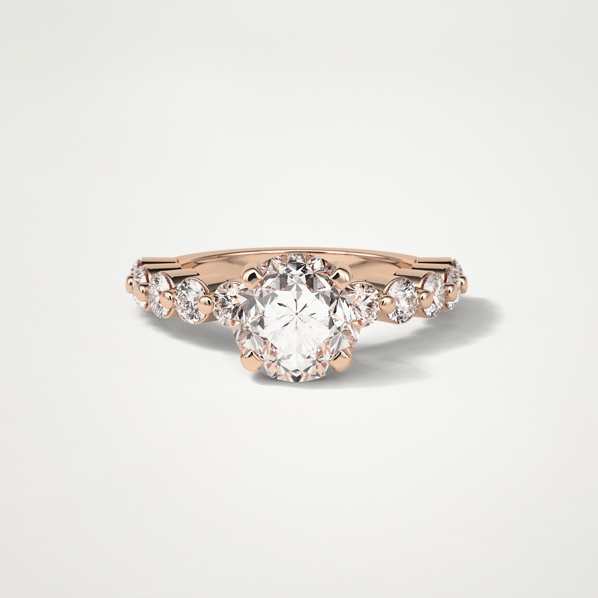 Round Pave Moissanite Engagement Ring – 2.2 CT Lab-Created Brilliance in 10K/14K/18K Gold