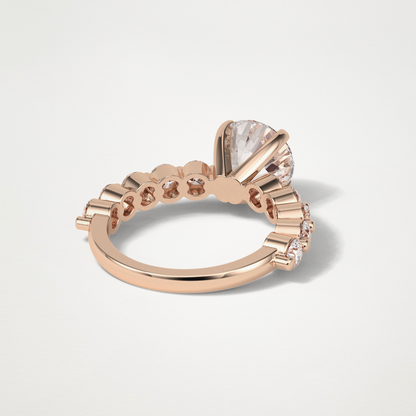 Round Pave Moissanite Engagement Ring – 2.2 CT Lab-Created Brilliance in 10K/14K/18K Gold