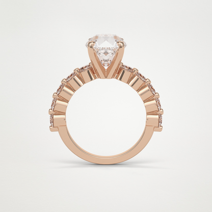 Round Pave Moissanite Engagement Ring – 2.2 CT Lab-Created Brilliance in 10K/14K/18K Gold